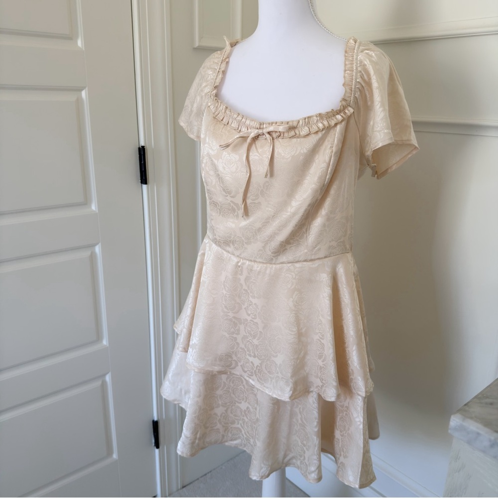 Francesca’s Brooke Satin Tiered Mini Dress